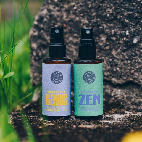 a bottle of 7 Flower Extract of Genius and Essence of Zen