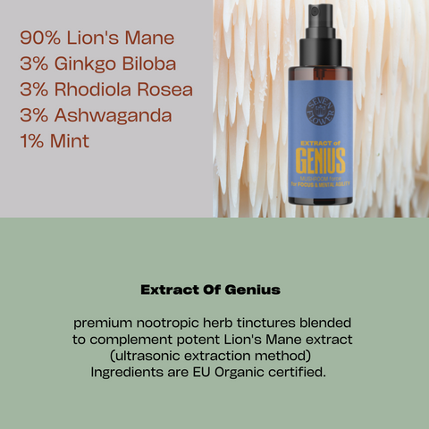 a bottle of 7 Flower Extract of Genius and its ingredients