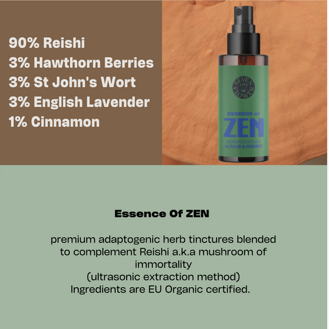 a bottle of 7 Flower Essence of Zen and its ingredients