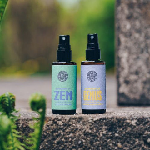 a bottle of 7 Flower Essence of Zen and Extract of Genius